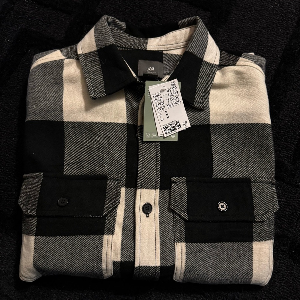 New Men’s Checkered Flannel Overshirt by H&M